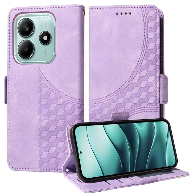 For Redmi Note 14 5G Embossed Rhombus Starry Leather Phone Case(Green)