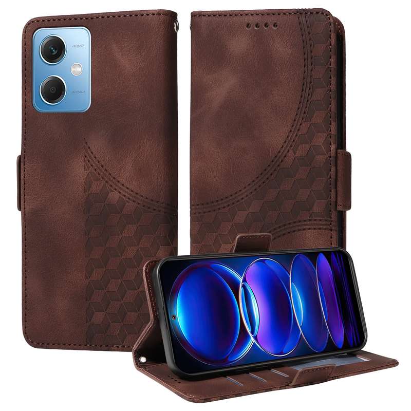 For Xiaomi Poco X5 Embossed Rhombus Starry Leather Phone Case(Brown)