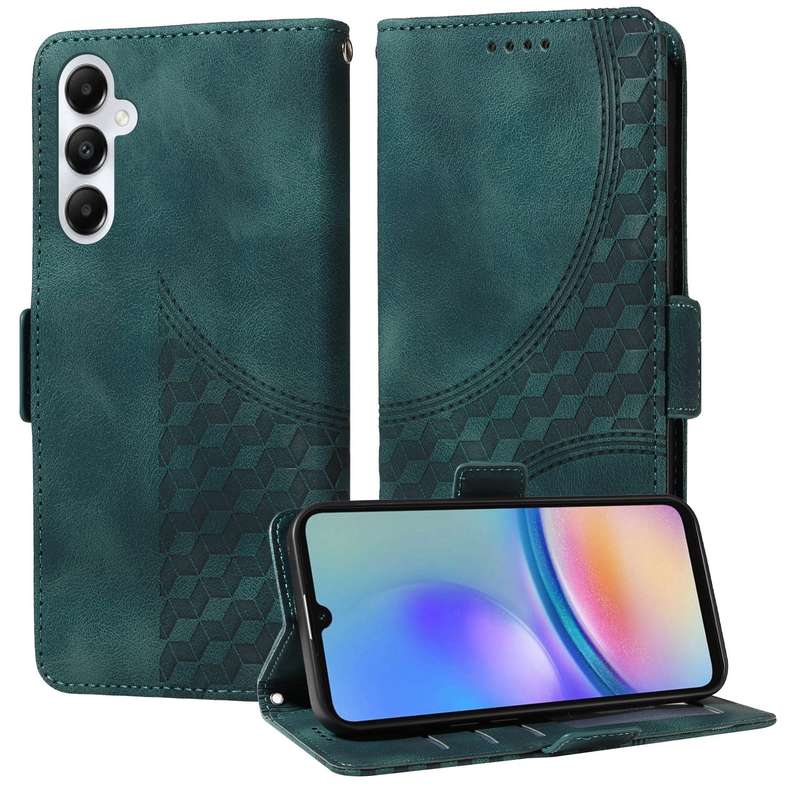 For Samsung Galaxy A05s Embossed Rhombus Starry Leather Phone Case(Green)