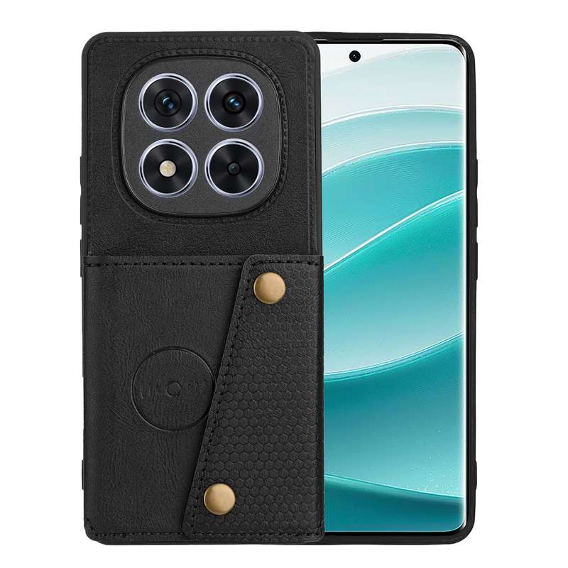 For Redmi Note 14 Pro 5G Double Buckle Card Slots Magnetic Phone Case(Black)