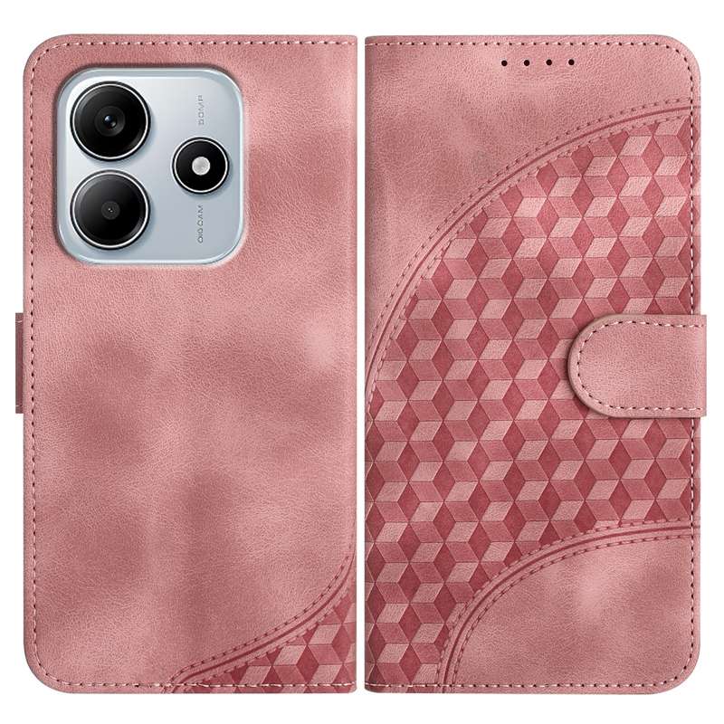 For Redmi Note 14 5G YX0060 Elephant Head Embossed Phone Leather Case with Lanyard(Rose Red)