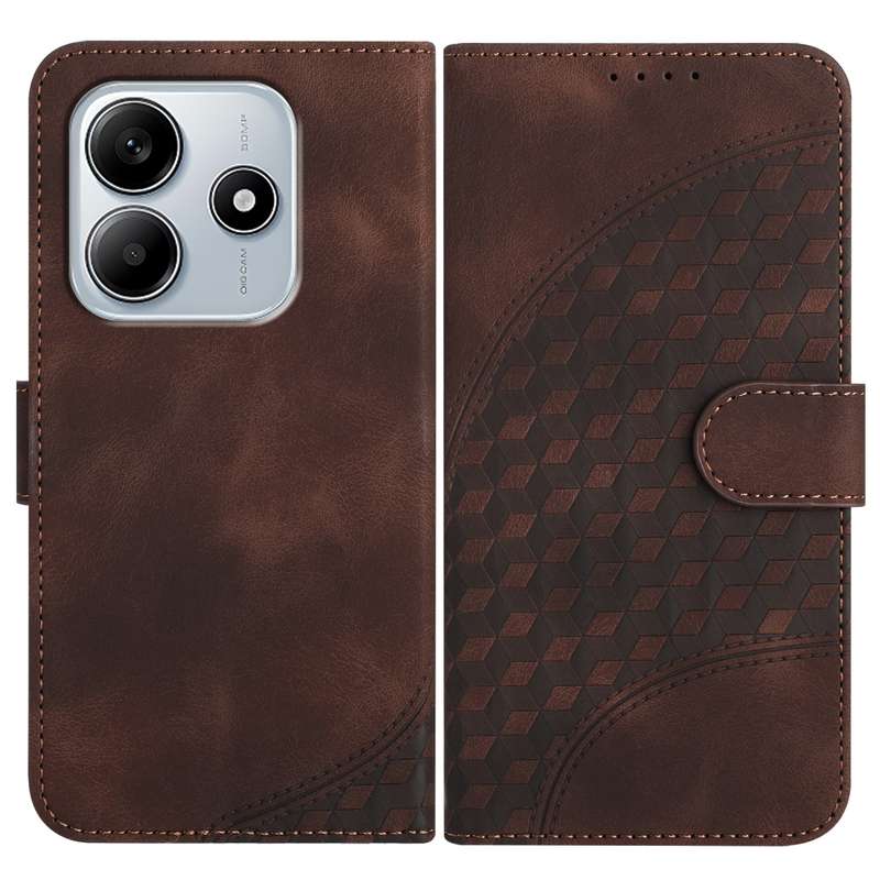 For Redmi Note 14 5G YX0060 Elephant Head Embossed Phone Leather Case with Lanyard(Rose Red)