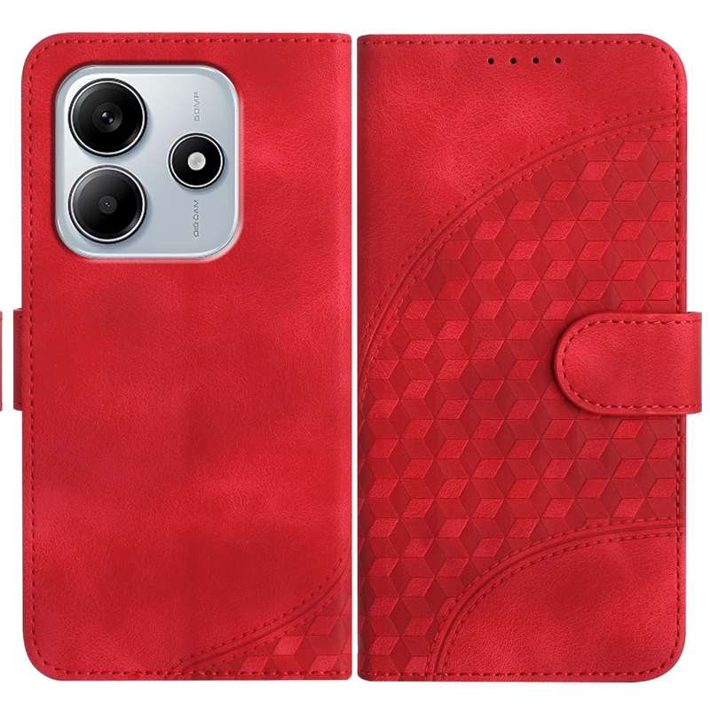 For Redmi Note 14 5G YX0060 Elephant Head Embossed Phone Leather Case with Lanyard(Rose Red)