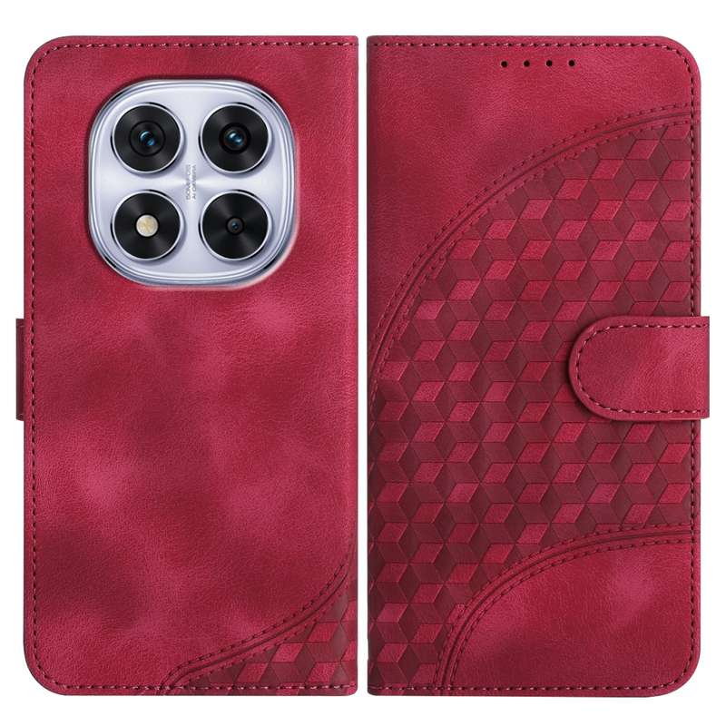 For Redmi Note 14 Pro 5G YX0060 Elephant Head Embossed Phone Leather Case with Lanyard(Rose Red)