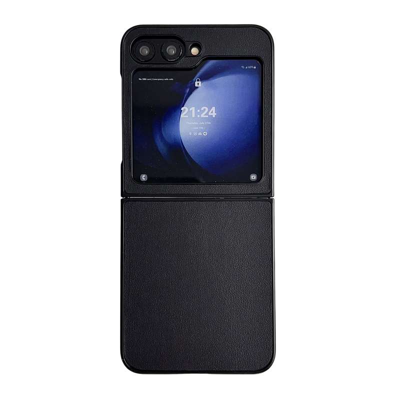 For Samsung Galaxy Z Flip6 5G Integrated Morandi Solid Color Leather Texture Phone Case(Black)
