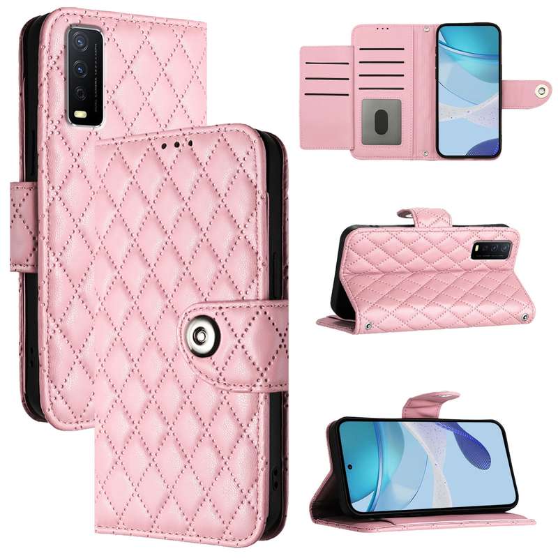 For vivo iQOO U1x / Y11s / Y12s / Y12a Rhombic Texture Flip Leather Phone Case with Lanyard(Pin