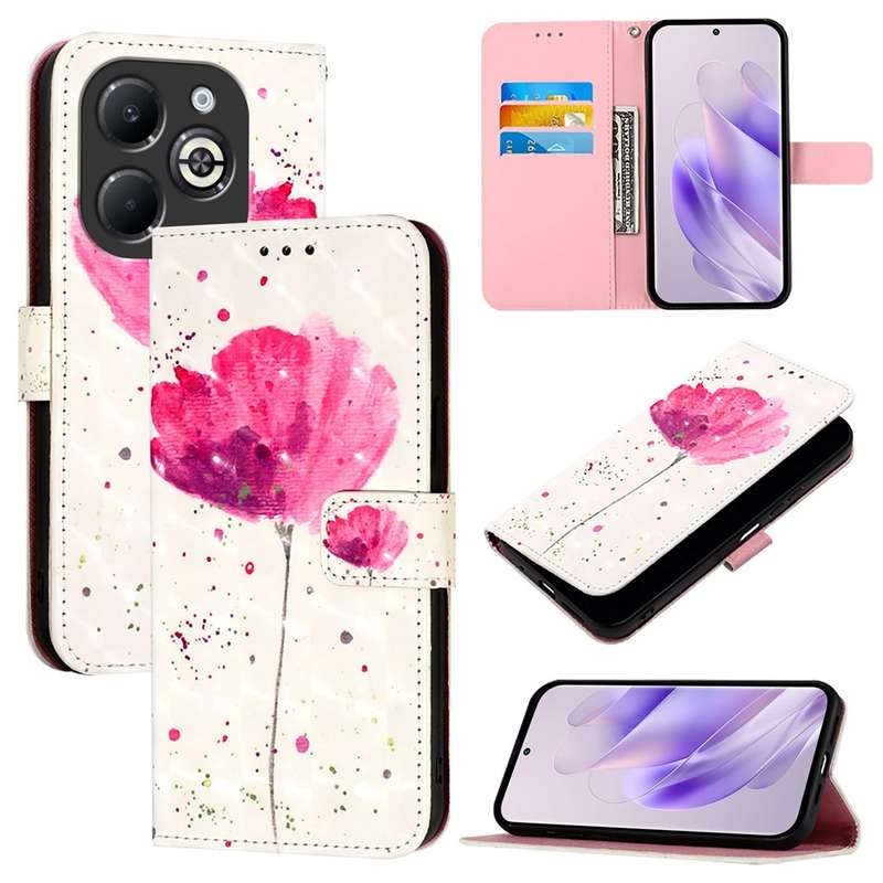 For Infinix Smart 8 Plus / Smart 8 Pro 3D Painting Horizontal Flip Leather Phone Case(Flower)