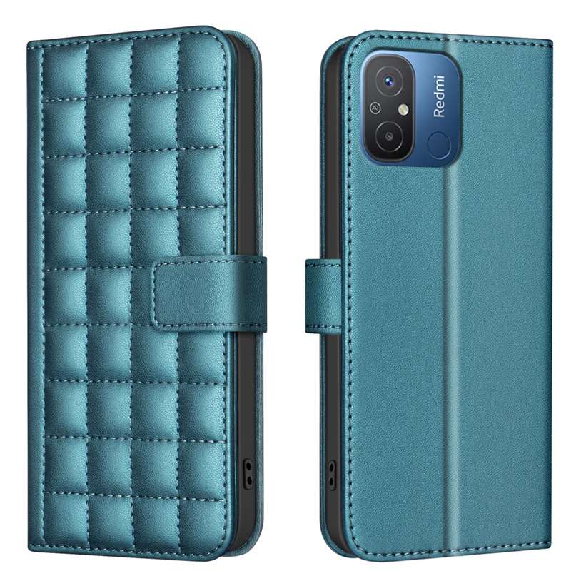 For Xiaomi Poco C55 / Redmi 12C Square Texture Leather Phone Case(Green)