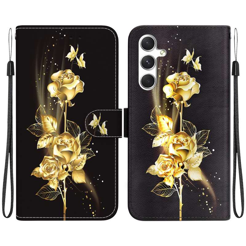 For Samsung Galaxy S25+ 5G Crystal Texture Colored Drawing Leather Phone Case(Purple Peony)