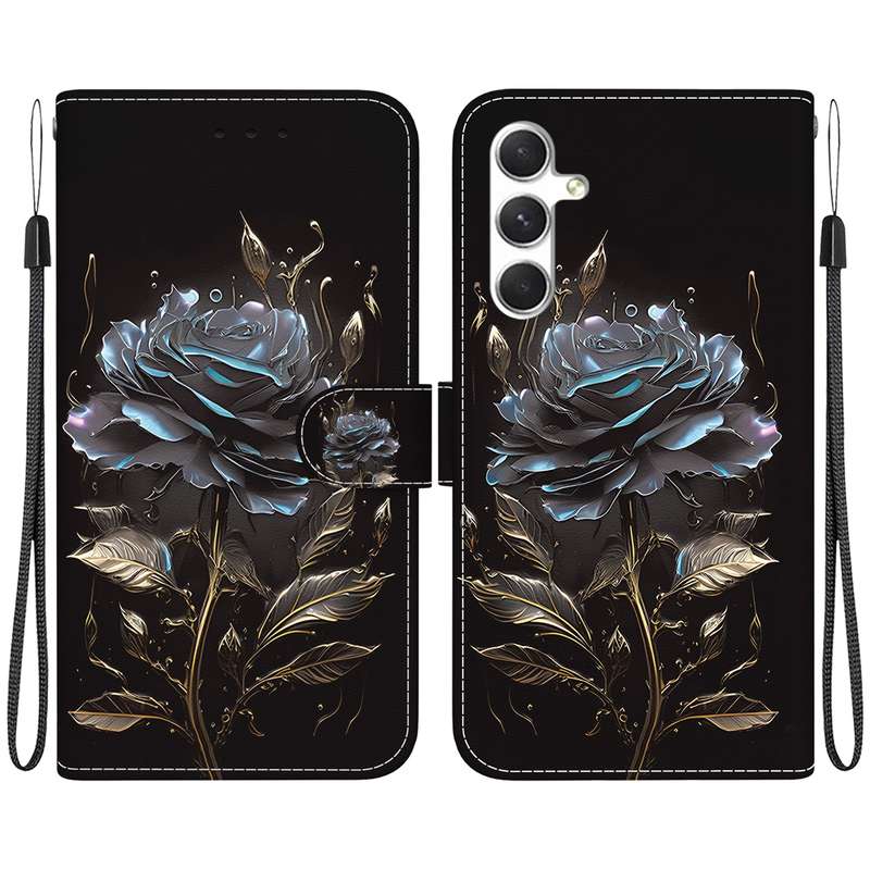 For Samsung Galaxy S25+ 5G Crystal Texture Colored Drawing Leather Phone Case(Purple Peony)