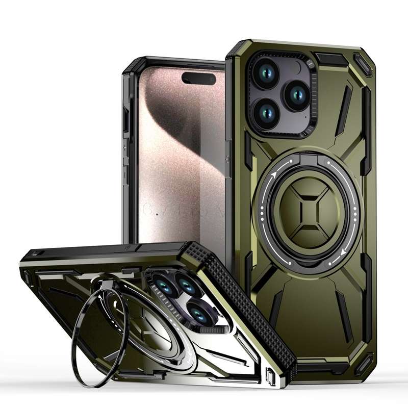 For iPhone 14 Pro Max Armor II Series MagSafe Magnetic Holder Phone Case(Army Green)