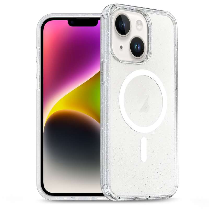 For iPhone 14 Glitter Powder TPU Hybrid PC MagSafe Phone Case(Translucent)