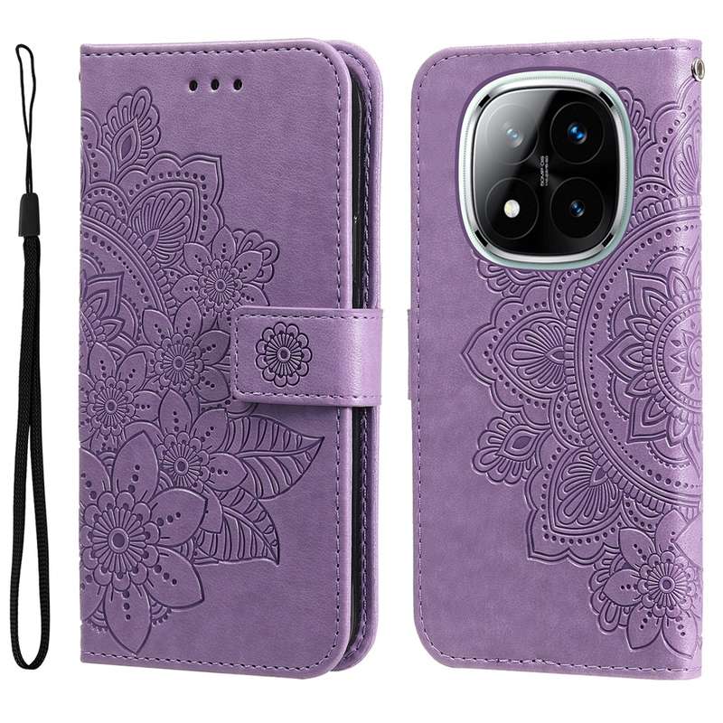 For Redmi Note 14 Pro 5G / Note 14 Pro+ 5G Seven-petal Flowers Embossing Leather Phone Case(Light Pu