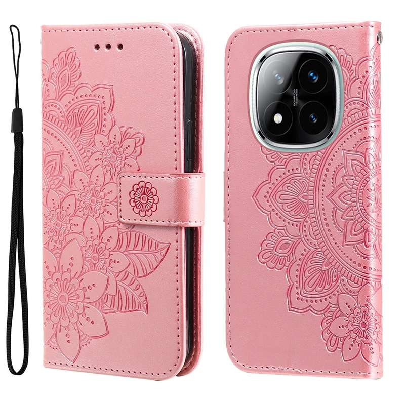 For Redmi Note 14 Pro 5G / Note 14 Pro+ 5G Seven-petal Flowers Embossing Leather Phone Case(Light Pu