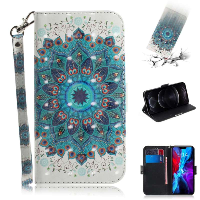 For iPhone 12 / 12 Pro 3D Colored Drawing Horizontal Flip Leather Case with Holder & Card Slots & Wa