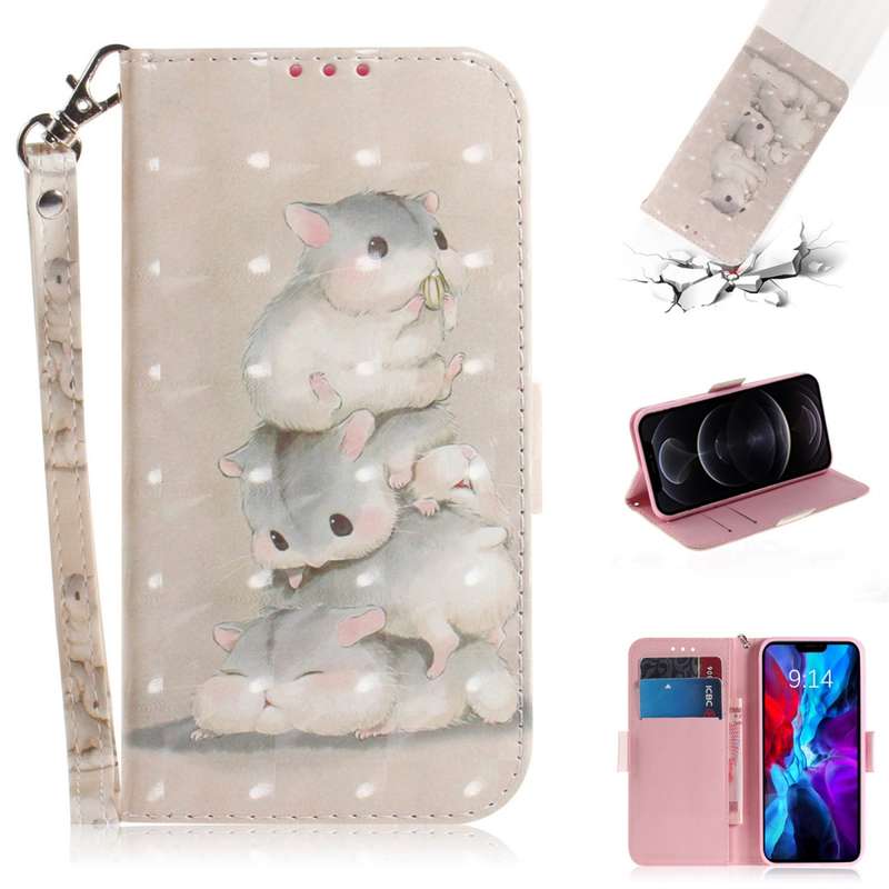 For iPhone 12 / 12 Pro 3D Colored Drawing Horizontal Flip Leather Case with Holder & Card Slots & Wa