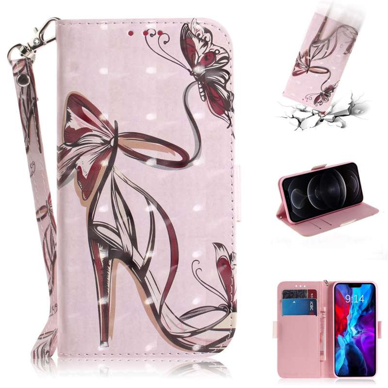 For iPhone 12 / 12 Pro 3D Colored Drawing Horizontal Flip Leather Case with Holder & Card Slots & Wa