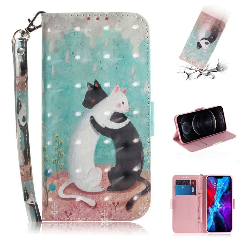 For iPhone 12 / 12 Pro 3D Colored Drawing Horizontal Flip Leather Case with Holder & Card Slots & Wa