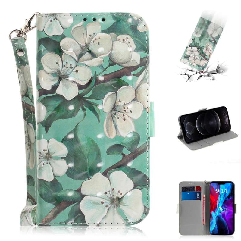 For iPhone 12 / 12 Pro 3D Colored Drawing Horizontal Flip Leather Case with Holder & Card Slots & Wa