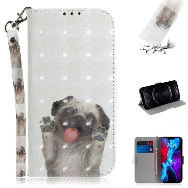 For iPhone 12 / 12 Pro 3D Colored Drawing Horizontal Flip Leather Case with Holder & Card Slots & Wa