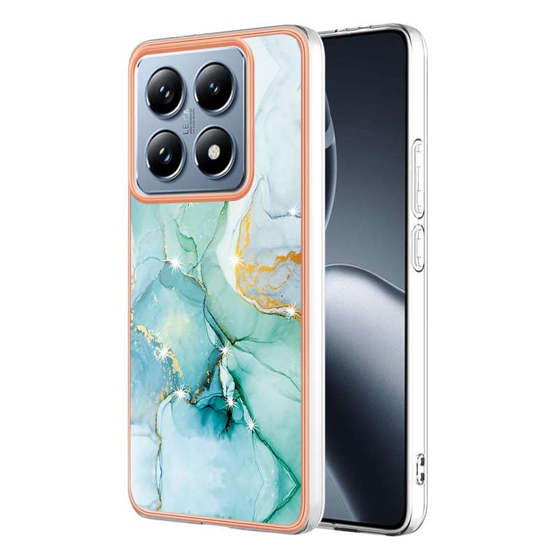 For Xiaomi 14T Pro Electroplating Marble Dual-side IMD Phone Case(White 006)