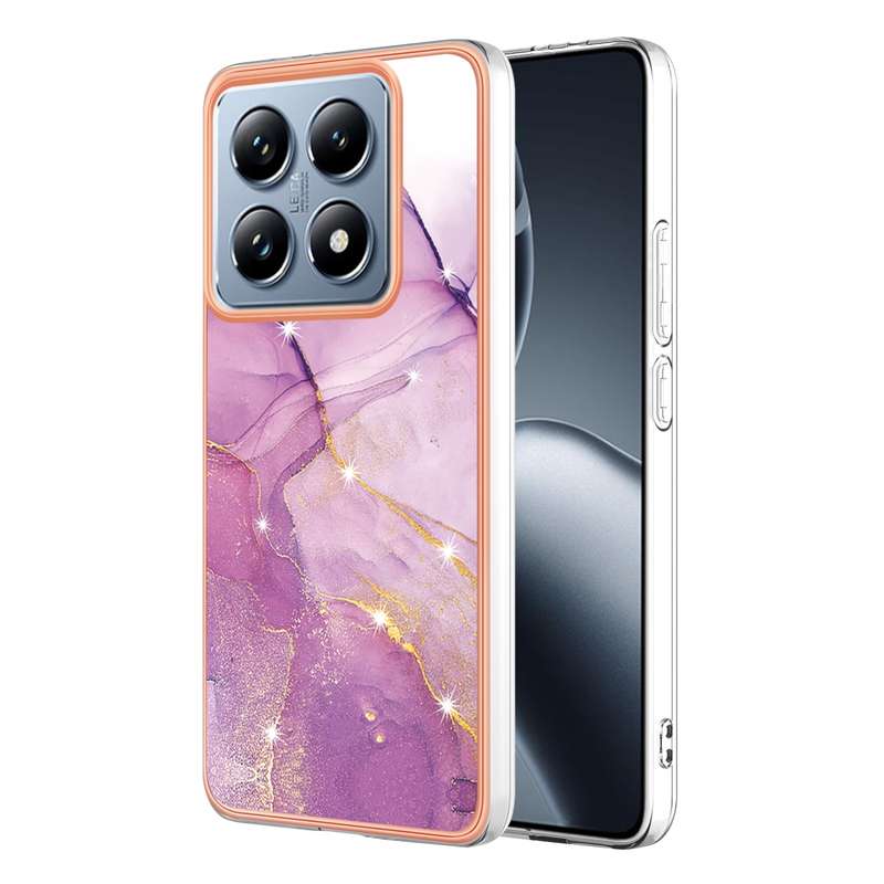 For Xiaomi 14T Pro Electroplating Marble Dual-side IMD Phone Case(White 006)