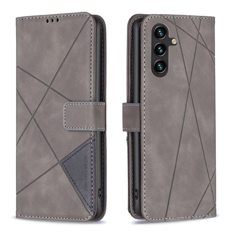 For Samsung Galaxy A16 5G Magnetic Buckle Rhombus Texture Leather Phone Case(Grey)