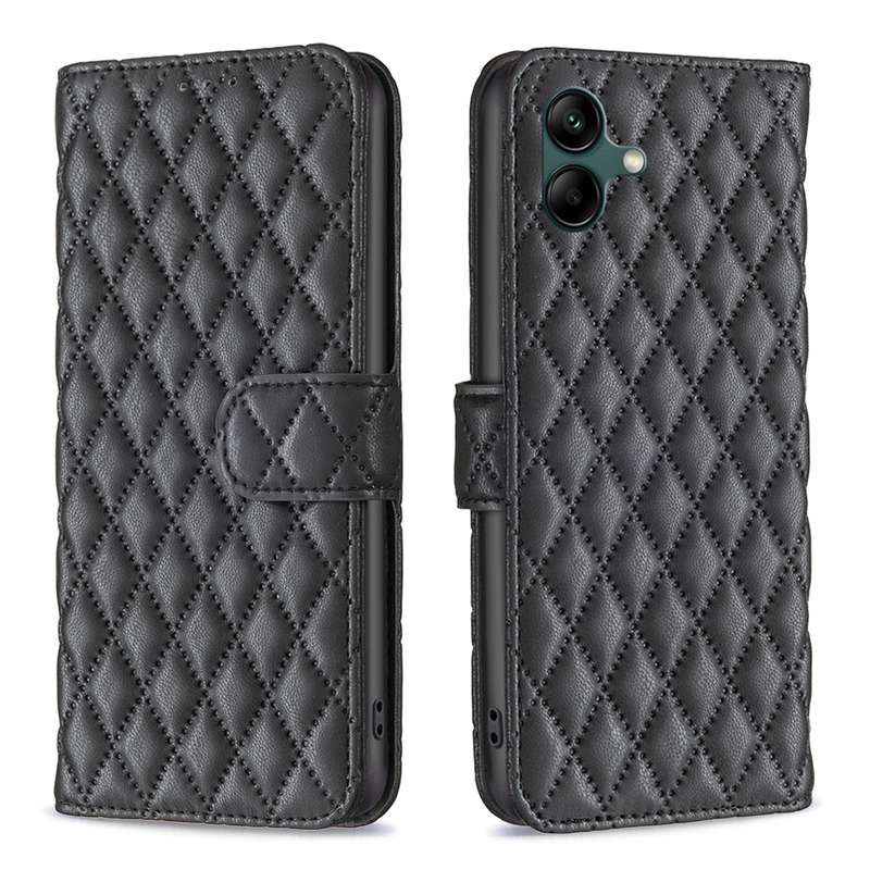 For Samsung Galaxy A06 Diamond Lattice Wallet Flip Leather Phone Case(Black)