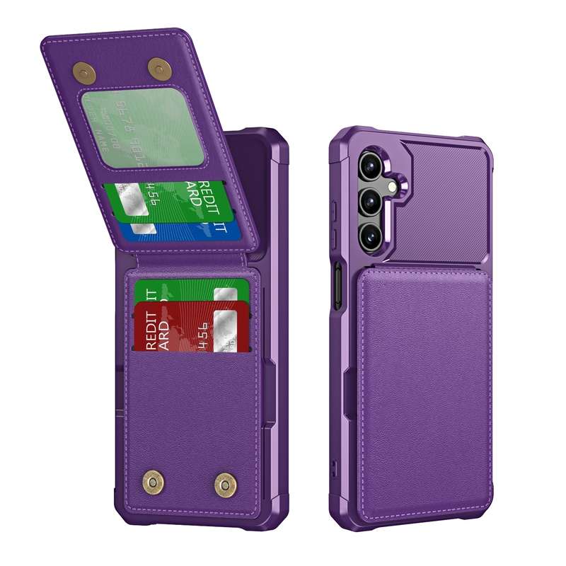 For Samsung Galaxy A15 Vertical Flip Card Bag Holder Leather Phone Case(Purple)