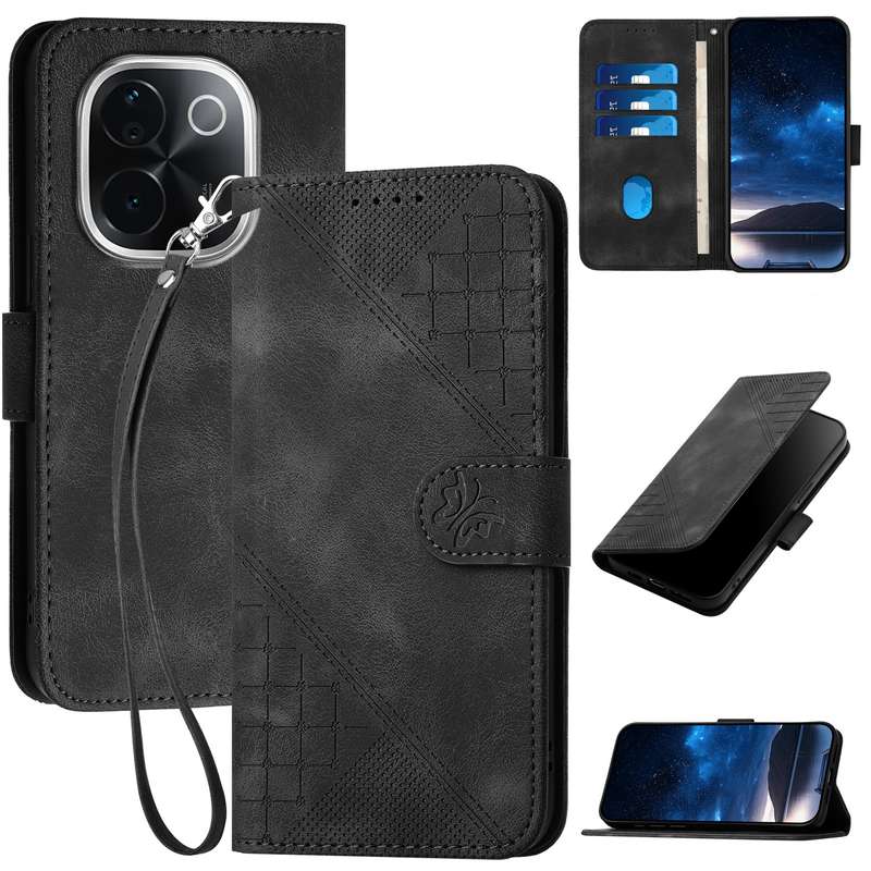 For vivo iQOO Z9s Pro / T3 Pro 5G India YX0080 Grid Butterfly Embossed Pattern Flip Leather Phone Ca