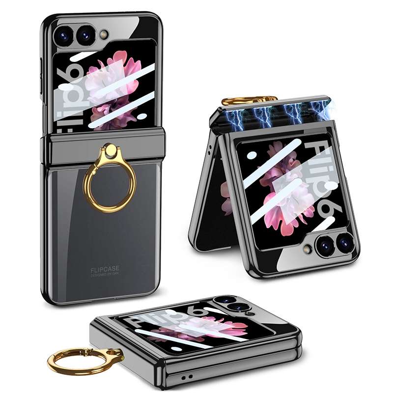 For Samsung Galaxy Z Flip6 GKK Integrated  Magnetic Folding Phantom Rotary Phone Case with Ring