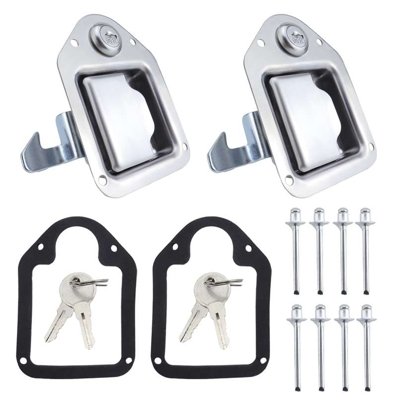2 Sets / Pack Trailer / Yacht / Truck Stainless Steel Tool Box Lock Paddle Latch & Keys