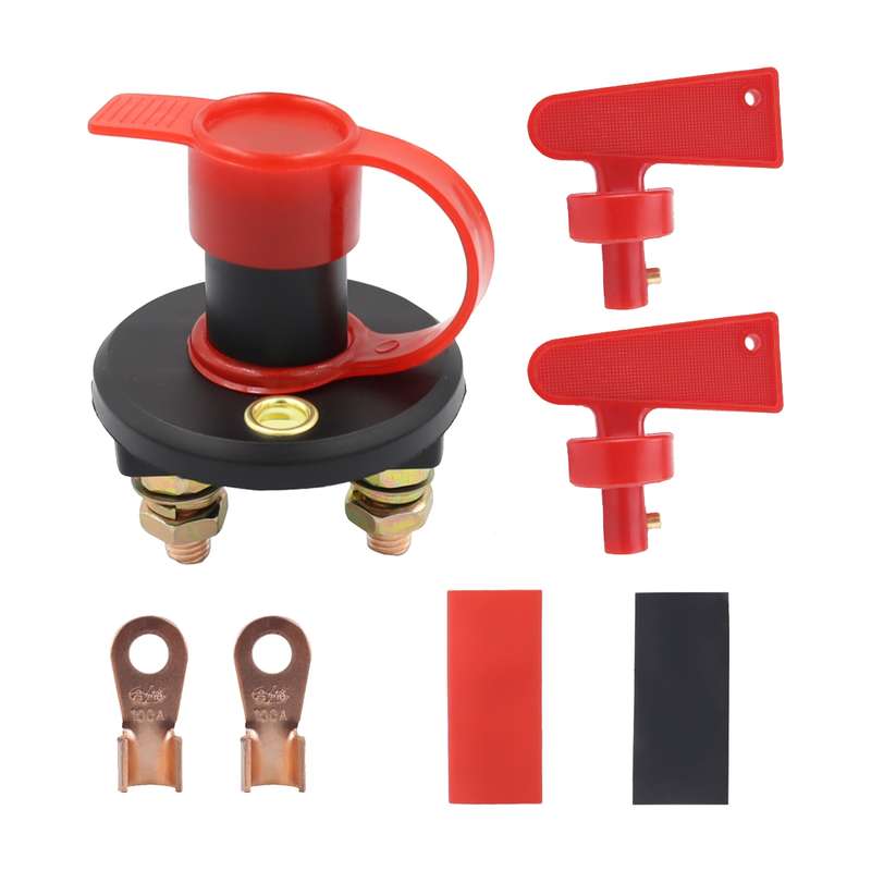 Car / Boat Battery Power Off Switch with 100A Terminal(Black Red)