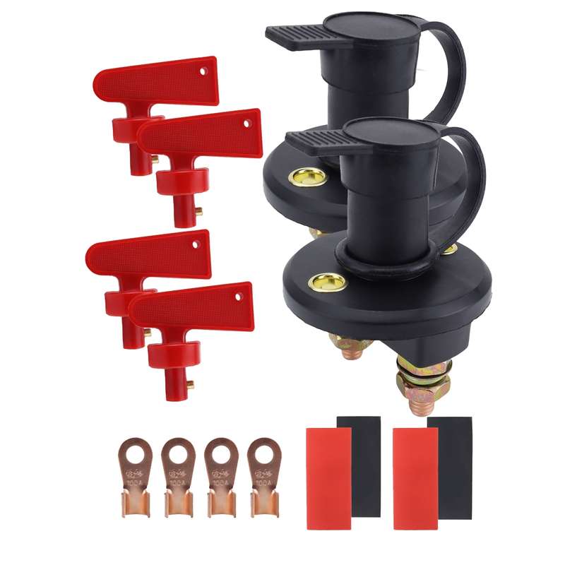 Pair Car / Boat Battery Power Off Switch with 100A Terminal(Black)