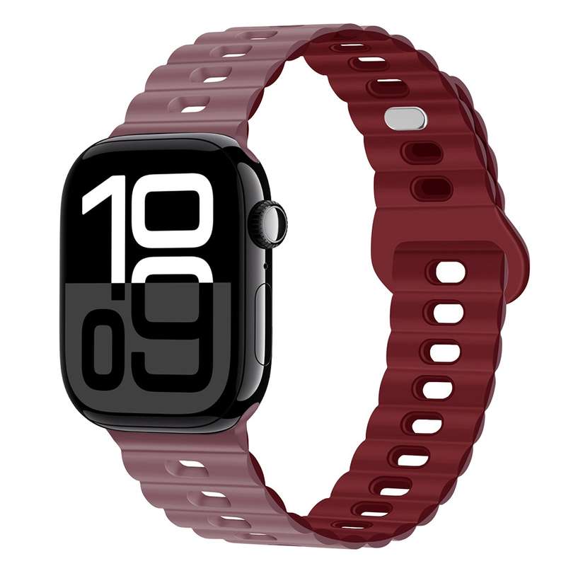 For Apple Watch Series 10 46mm Reverse Buckle Breathable Silicone Watch Band(Saddle Brown)