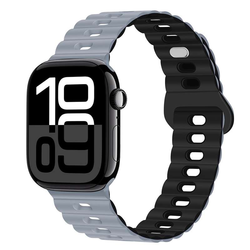 For Apple Watch Series 10 46mm Reverse Buckle Breathable Silicone Watch Band(Saddle Brown)