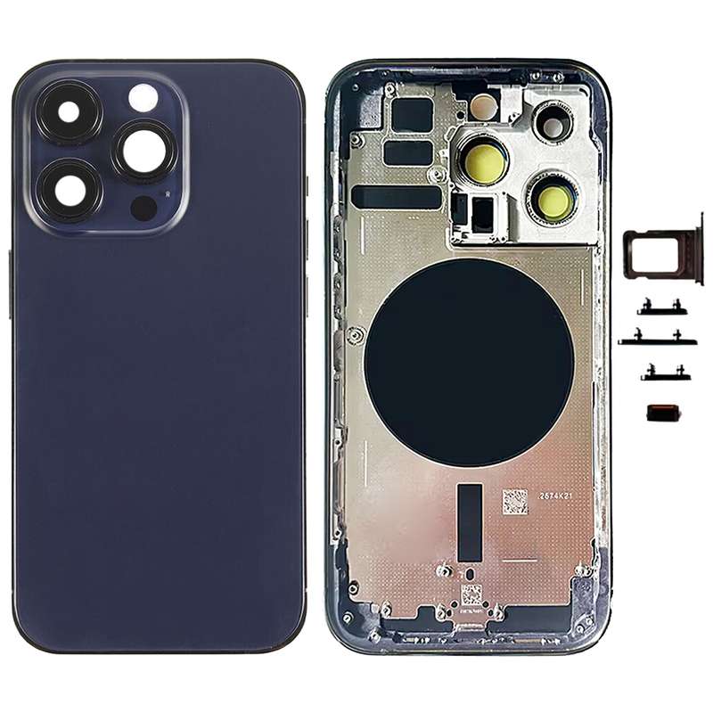 For iPhone 14 Pro Battery Back Cover with Side Keys & Card Tray, Version:US Version(Purple)