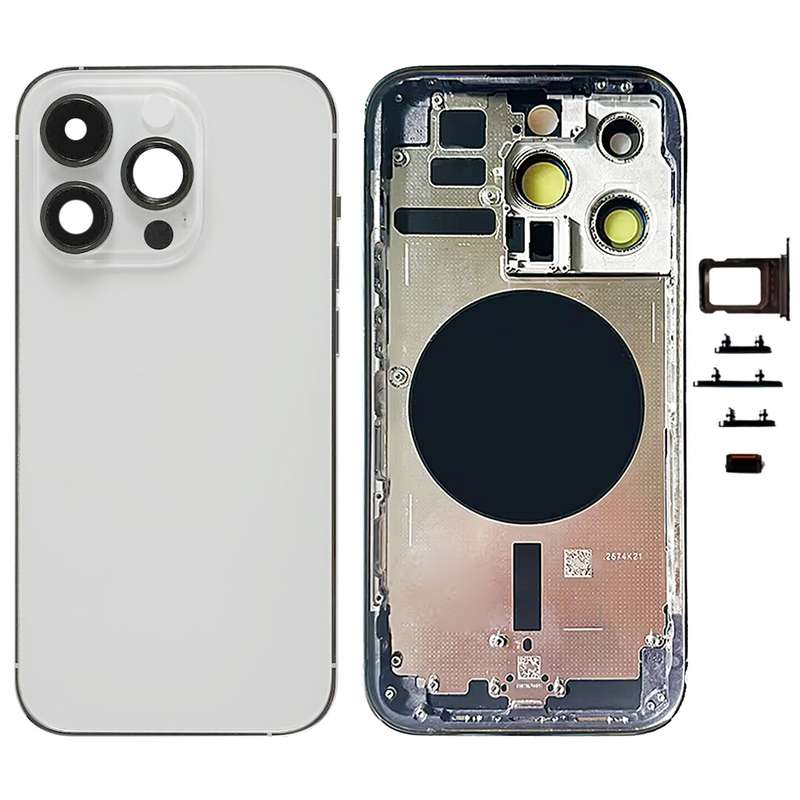 For iPhone 14 Pro Battery Back Cover with Side Keys & Card Tray, Version:China Version(Silver)