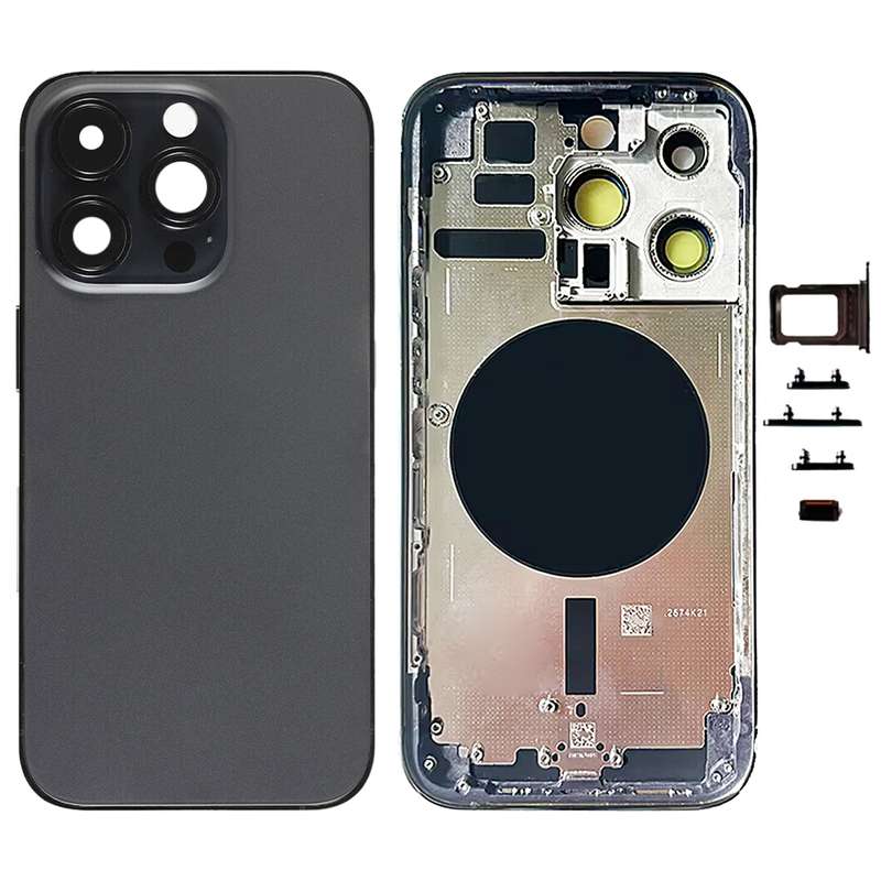 For iPhone 14 Pro Battery Back Cover with Side Keys & Card Tray, Version:CE EU Version(Black)