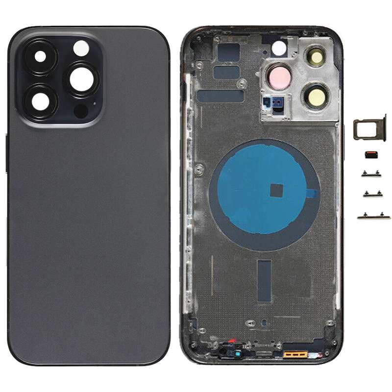 For iPhone 14 Pro Max Battery Back Cover with Side Keys & Card Tray, Version:US Version(Black)