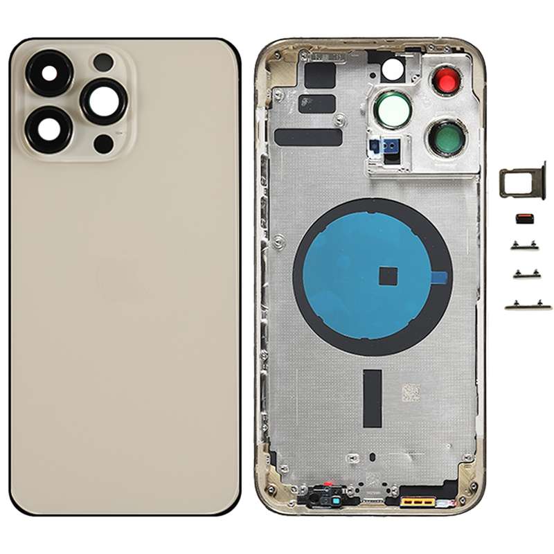 For iPhone 14 Pro Max Battery Back Cover with Side Keys & Card Tray, Version:US Version(Gold)