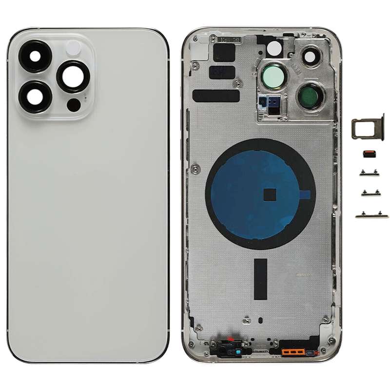 For iPhone 14 Pro Max Battery Back Cover with Side Keys & Card Tray, Version:China Version(Silver)