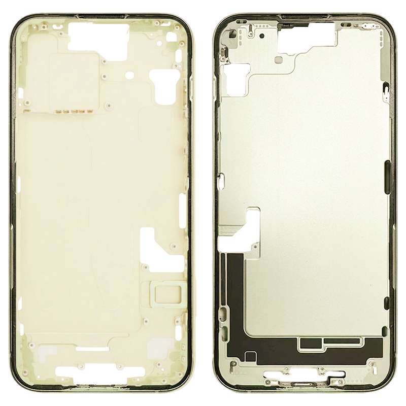 For iPhone 15 Middle Frame Bezel Plate with Side Keys + Card Tray, Version:CE EU Version(Yellow)