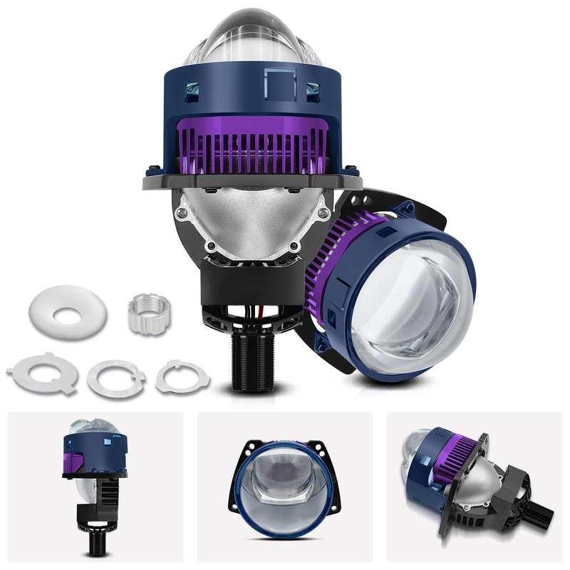 T04 Pair 3 inch Car Bifocal Matrix Light Source LED Lens Headlight, Left-hand Drive(Blue)