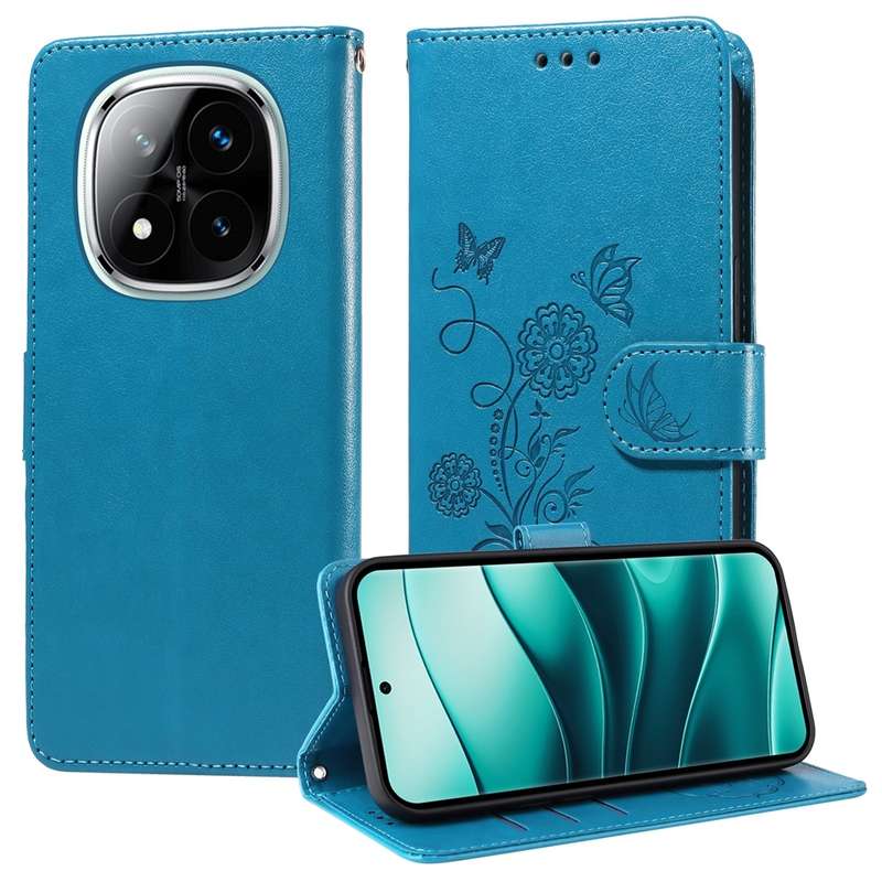 For Redmi Note 14 Pro 5G / Note 14 Pro+ 5G Embossed Butterfly Flowers Leather Phone Case(Purple)