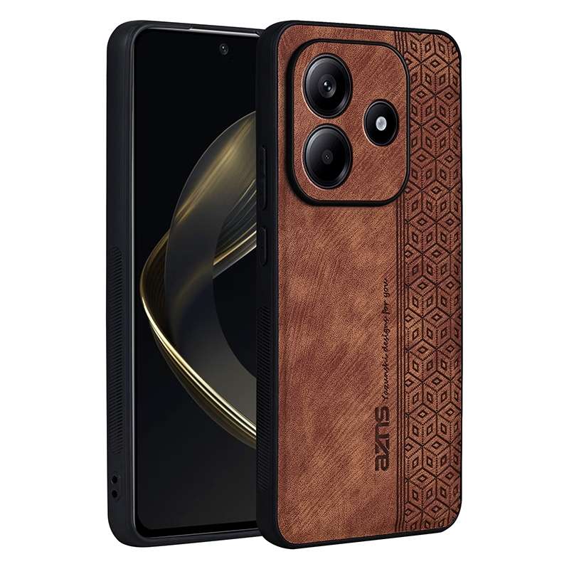 For Redmi Note 14 5G AZNS 3D Embossed Skin Feel Phone Case(Black)