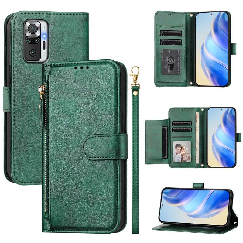 For Redmi Note 10 Pro 4G / Note 10 Pro Max Multi-Card Slots Zipper Wallet Leather Phone Case(Black)