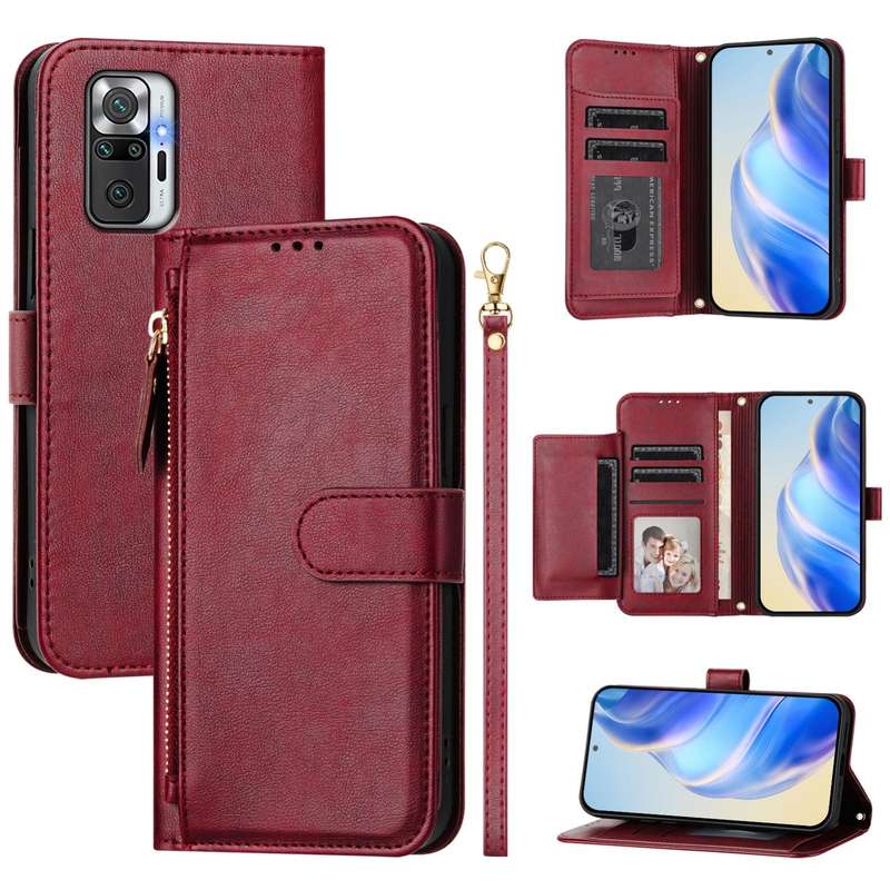 For Redmi Note 10 Pro 4G / Note 10 Pro Max Multi-Card Slots Zipper Wallet Leather Phone Case(Black)