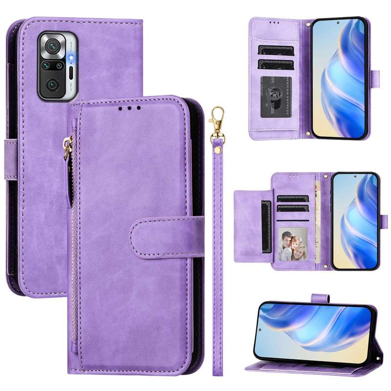 For Redmi Note 10 Pro 4G / Note 10 Pro Max Multi-Card Slots Zipper Wallet Leather Phone Case(Black)