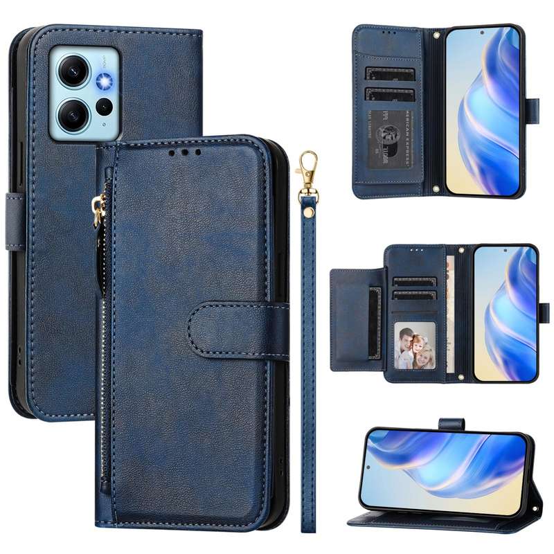 For Redmi Note 12 4G Global Multi-Card Slots Zipper Wallet Leather Phone Case(Black)